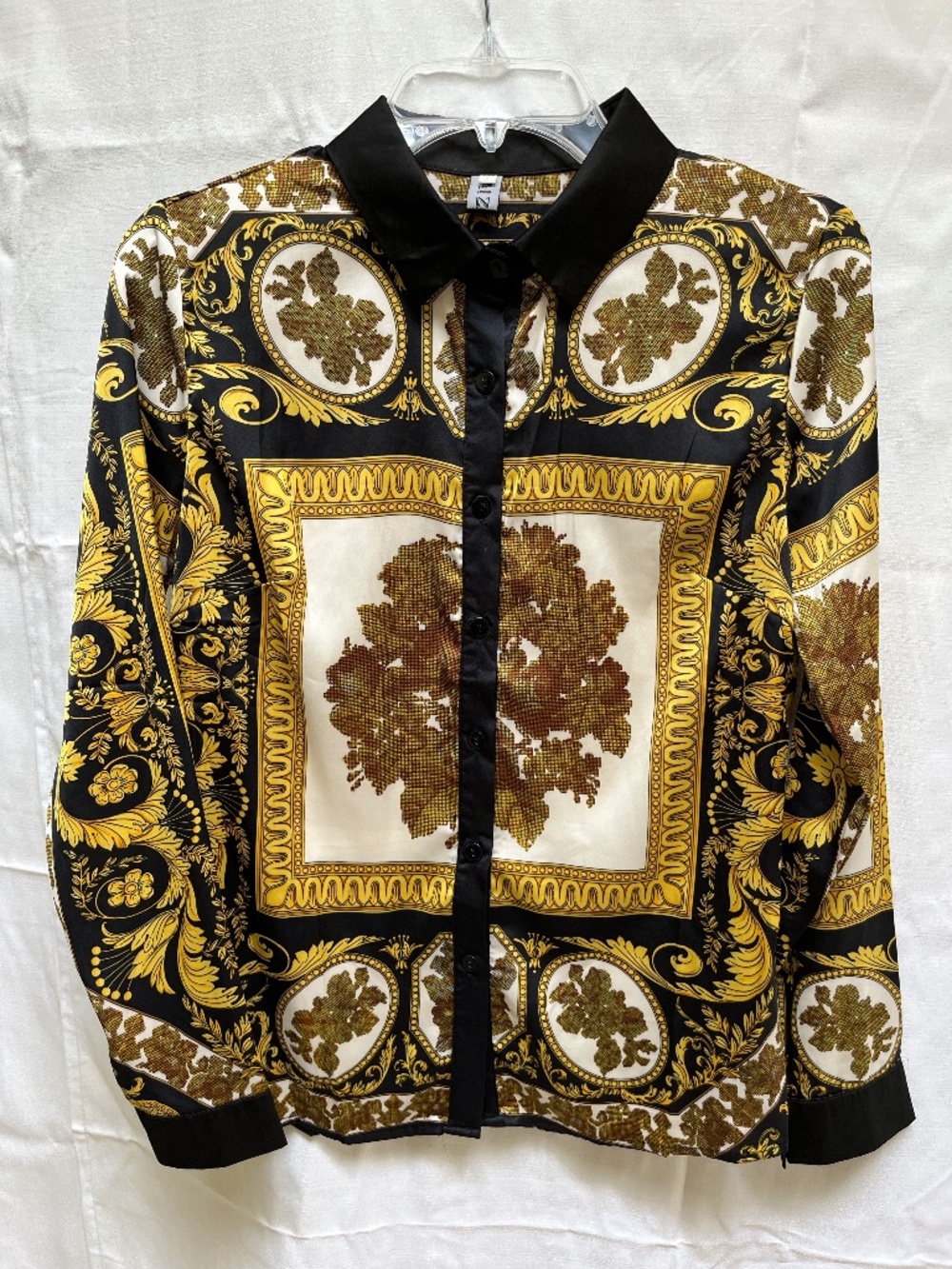 Black & Yellow/Gold Dress Shirt Collared Button-Up